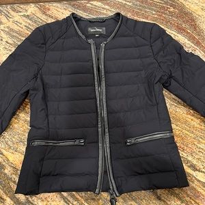 Mackage black XS jacket with leather trim and back logo